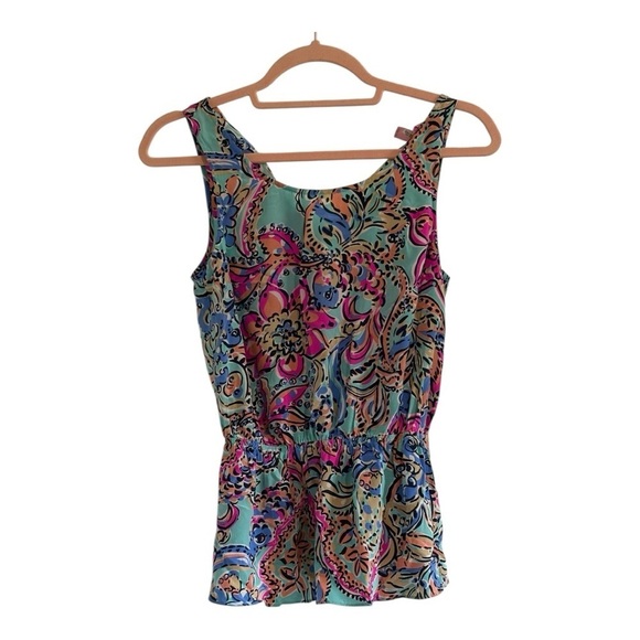 Lilly Pulitzer Tops - Lilly Pulitzer Silk Peplum Tank Top
